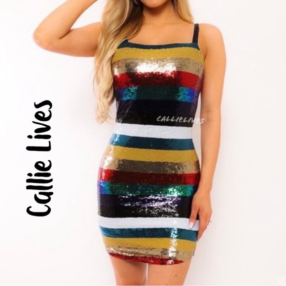 ⭐️⭐️Host Pick 12-11-22‼️‼️Callie Lives Multi-Colored Mini Dress. NWT. Size Large - Picture 2 of 4